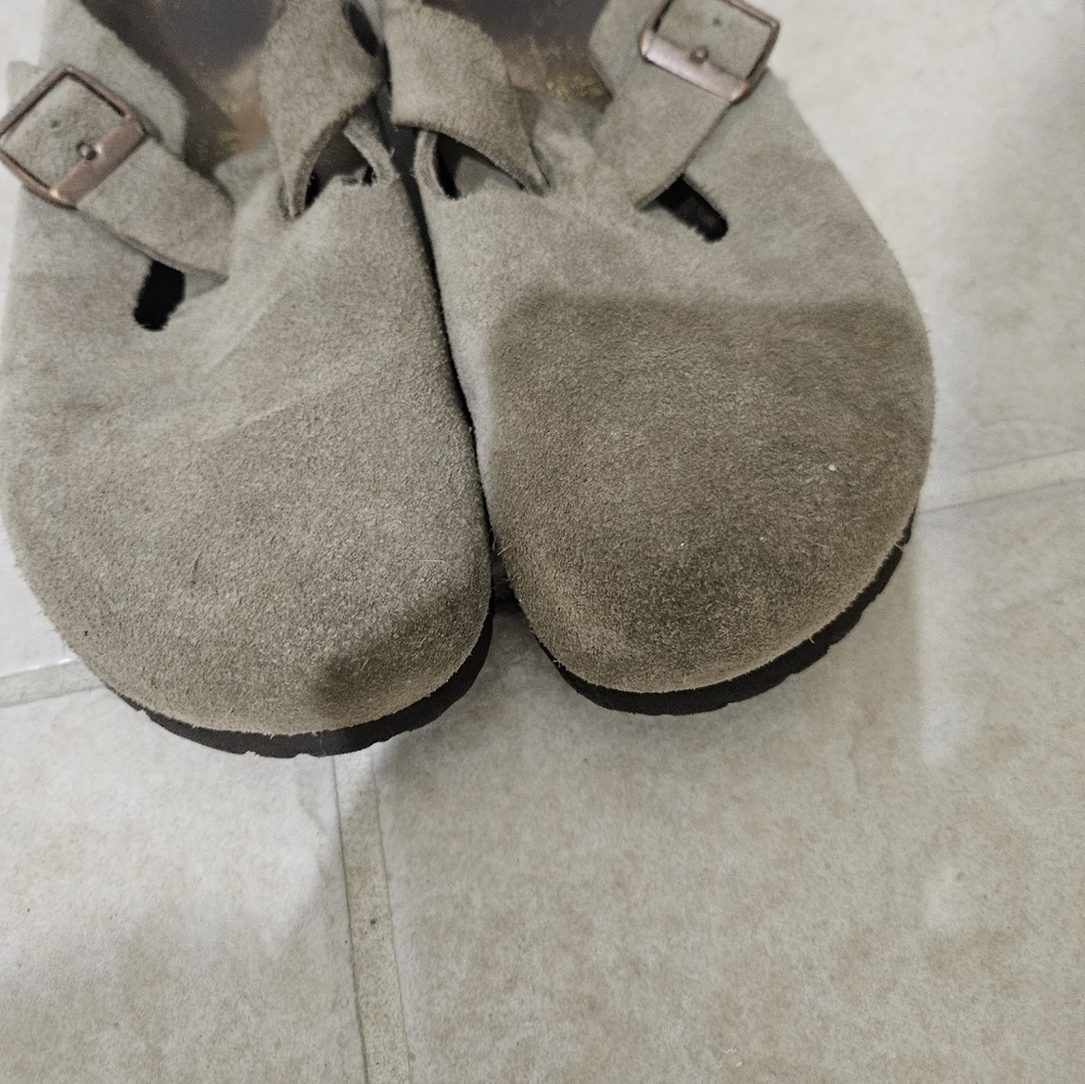 Birkenstock Mens Boston Light Brown Tan Suede Clogs Sze 8 Men 10 Women - Picture 3 of 13